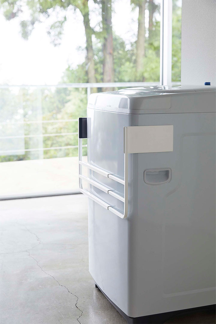 マグネット伸縮洗濯機バスタオルハンガー プレート ホワイト