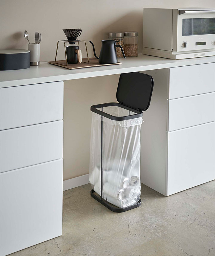 横開き分別ゴミ袋ホルダー ルーチェ ブラック