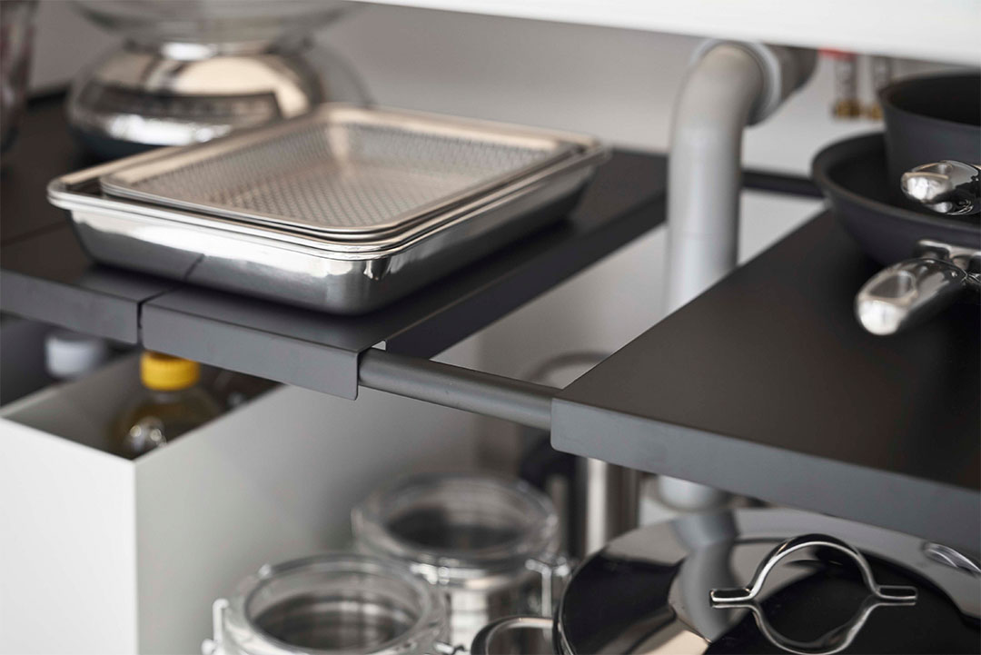 伸縮シンク下ラック 2段 タワー D30 ホワイト