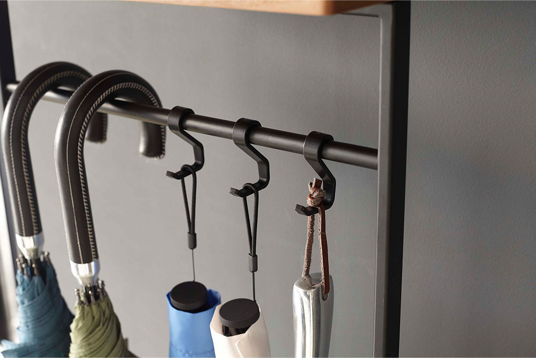 天板付き引っ掛け傘立て タワー ブラック