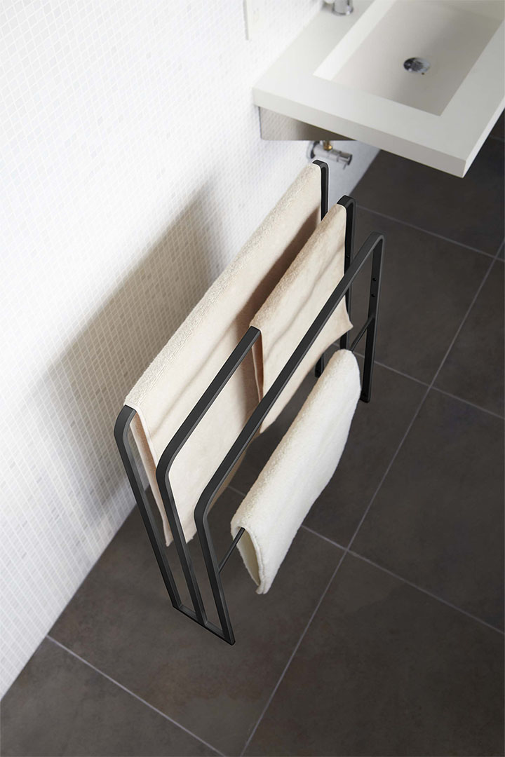 横から掛けられるバスタオルハンガー 3連 タワー ホワイト