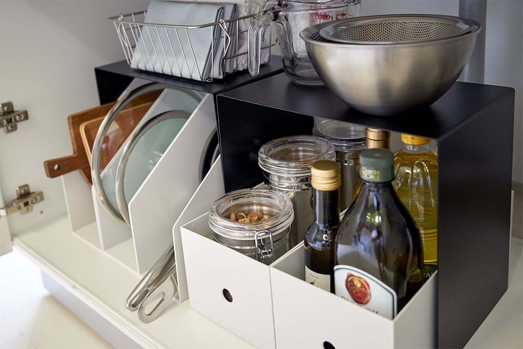 収納ボックス上ラック タワー 2個組 ホワイト