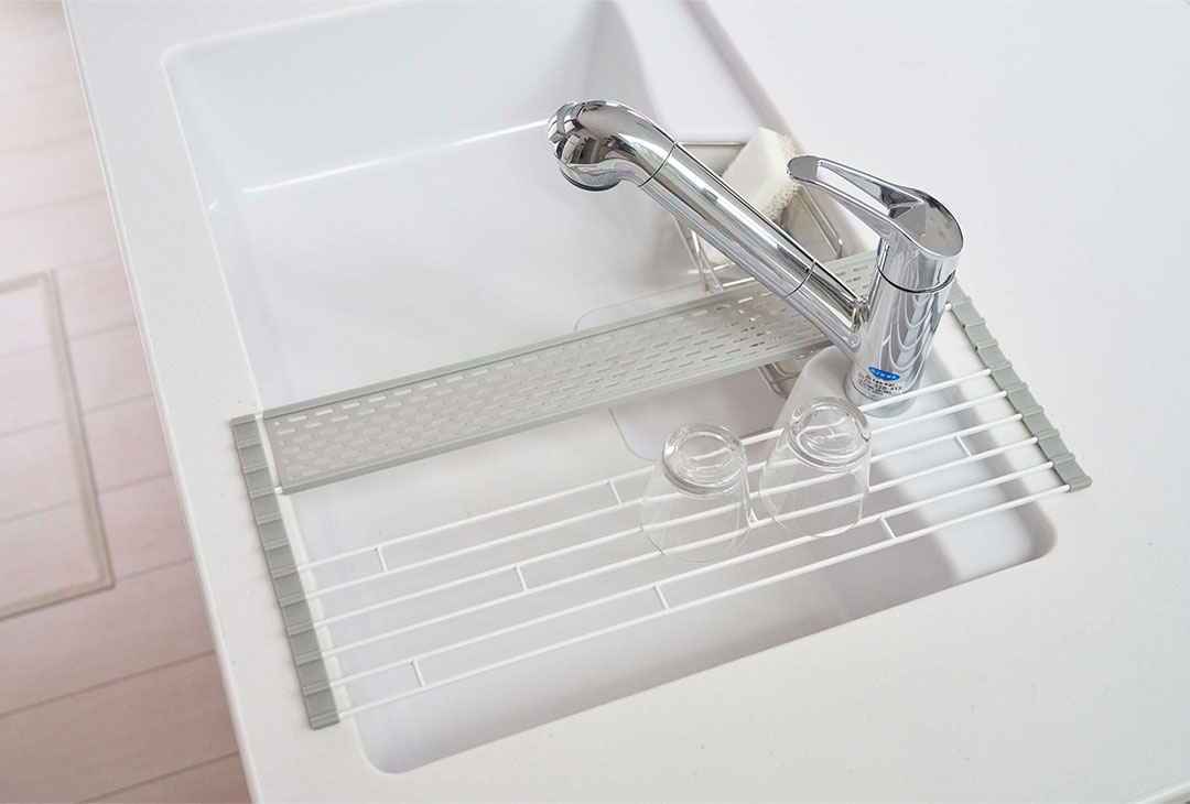 折り畳み水切り プレート シリコーントレー付き S ホワイト