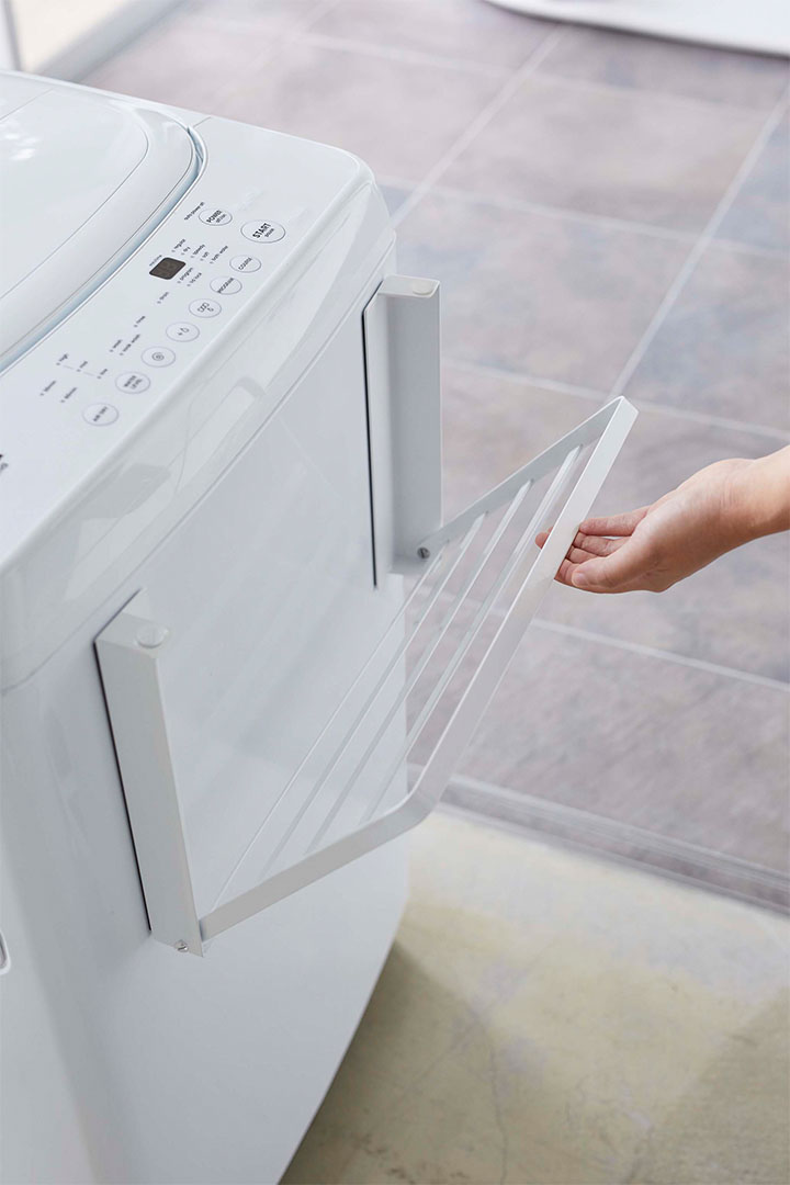 洗濯機横マグネット折り畳み棚 タワー ホワイト