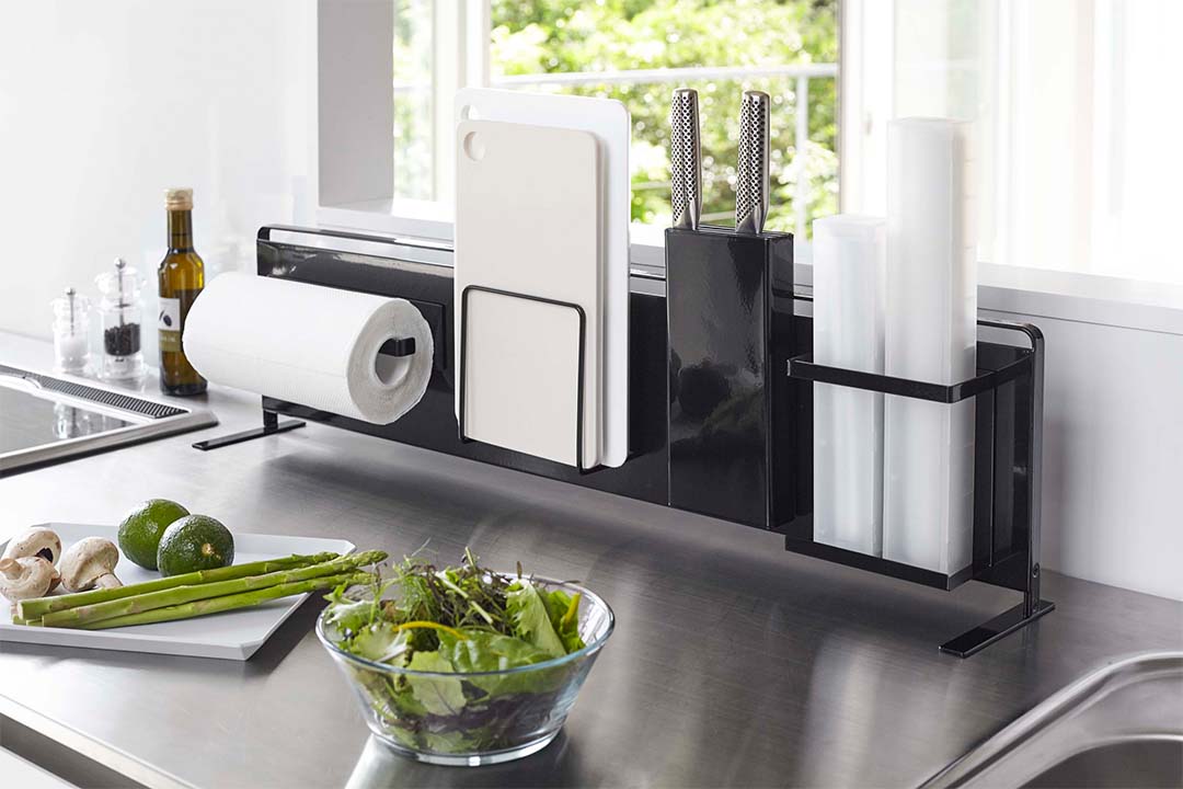 キッチン自立式スチールパネル タワー 横型 ホワイト