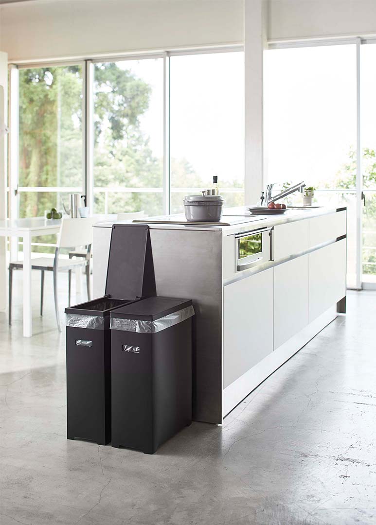 スリム蓋付きゴミ箱 タワー 2個組 ホワイト