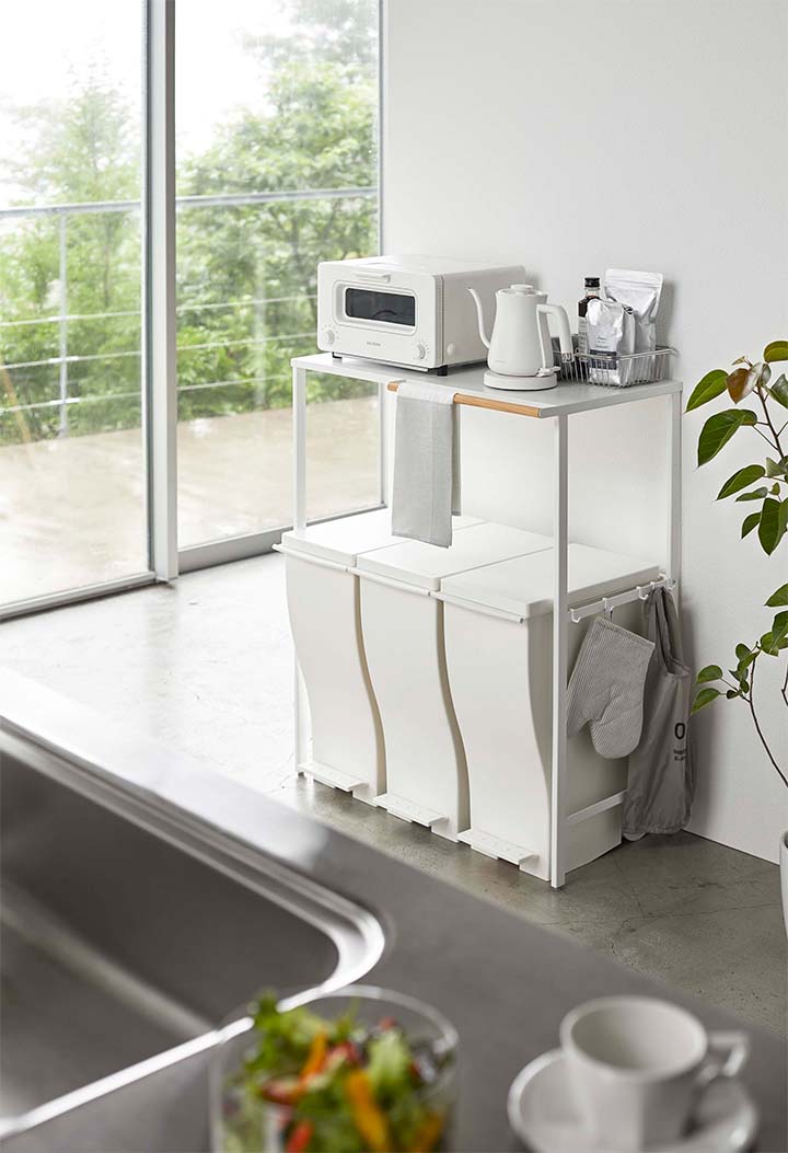 伸縮 ゴミ箱上ラック タワー ホワイト