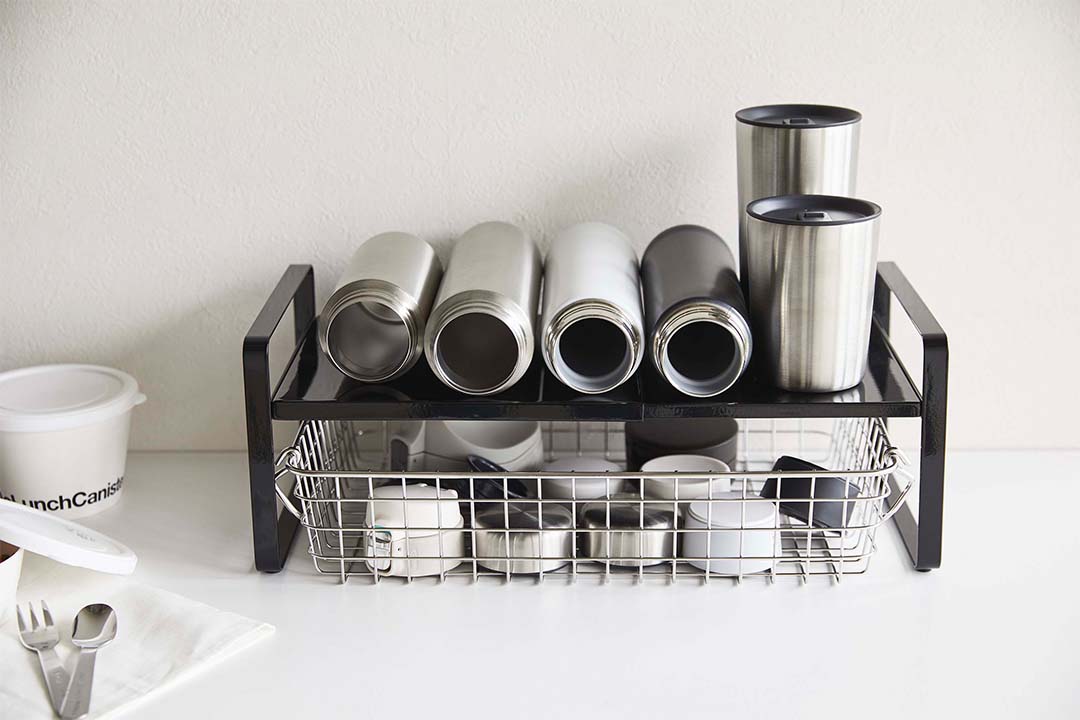 伸縮収納ラック タワー 2段 ホワイト