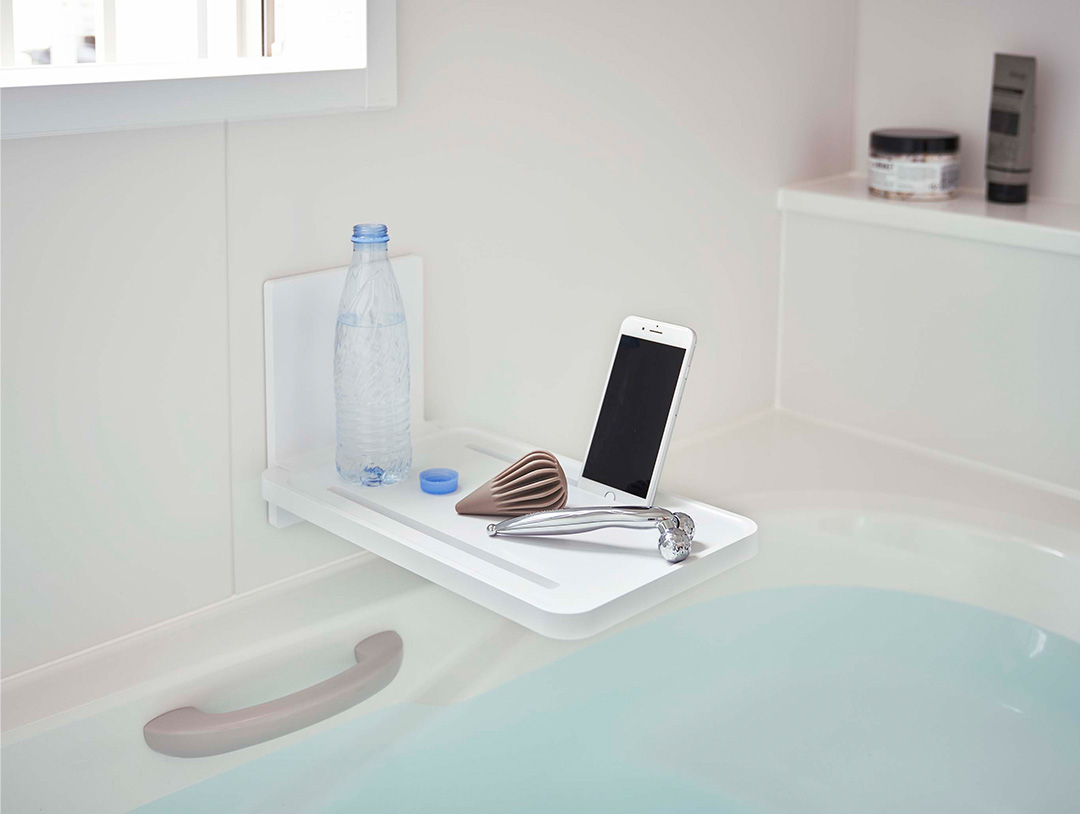 マグネットバスルーム折り畳み棚 タワー ホワイト