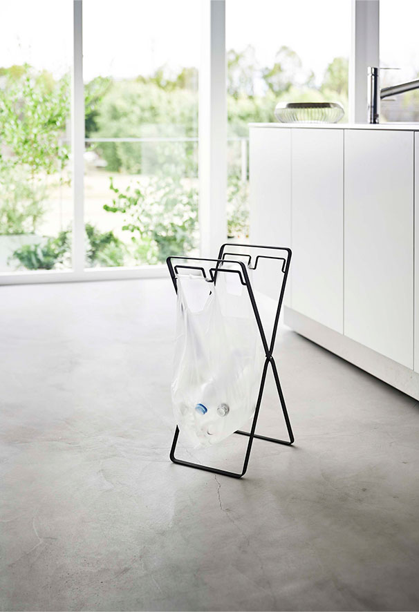 レジ袋2連&30Lゴミ袋スタンド タワー ブラック