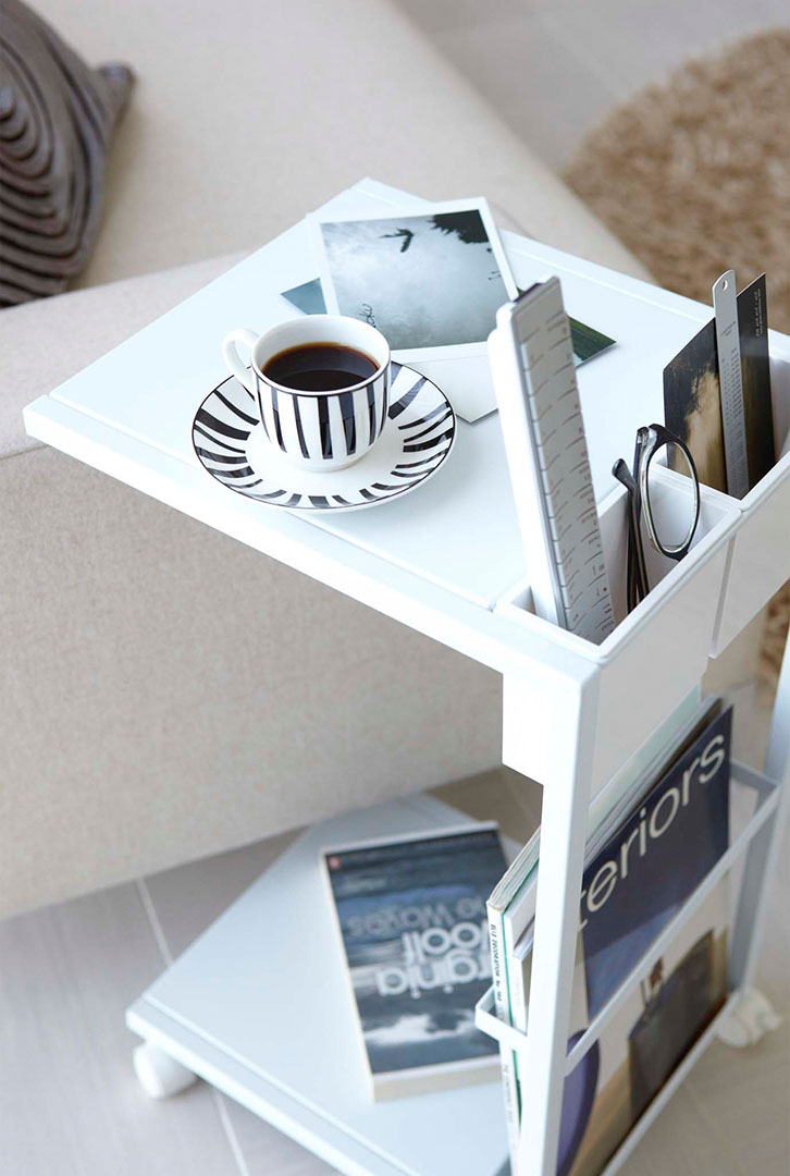 サイドテーブルワゴン タワー ホワイト