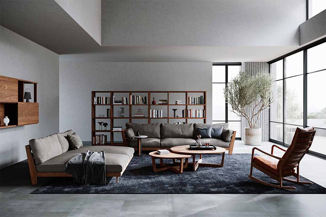 ブループリントハイバックロッキングチェア(脚カラー:ウォールナット) RANK8 PATINA(ブラック)