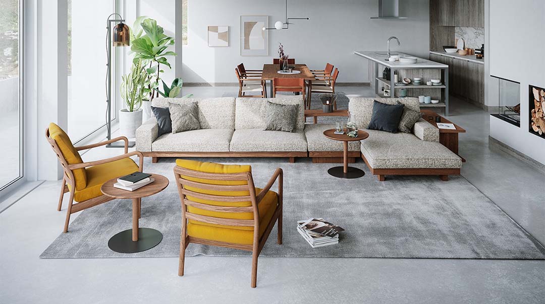 デニッシュソファオットマン 9060（脚カラー：ウォールナット） RANK3 FLORUS（シルバー）