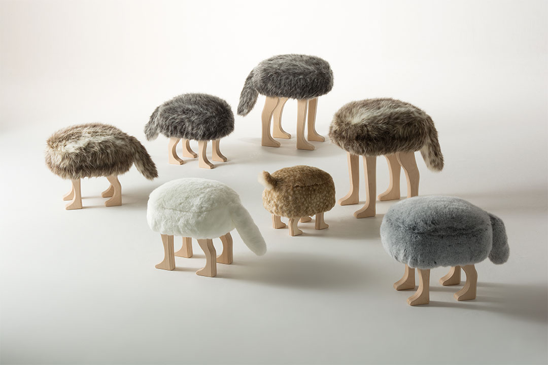 ANIMAL STOOL S ウルフグレーミックス