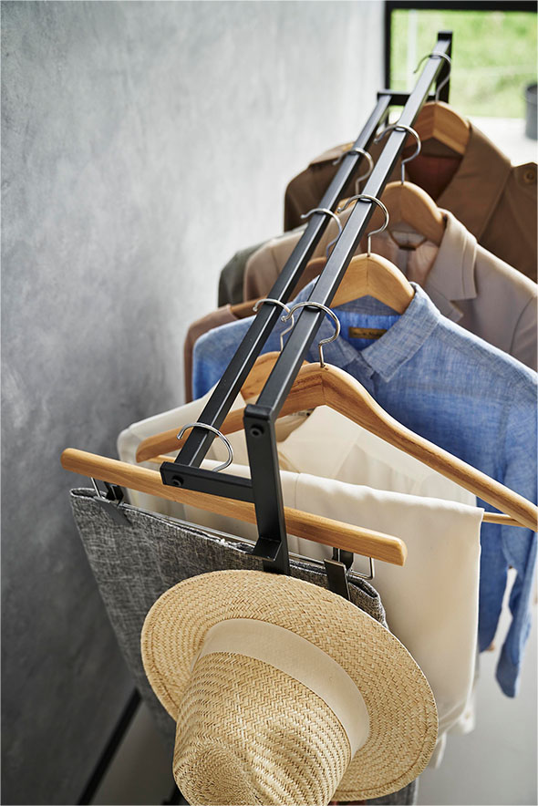 収納力アップハンガーラック タワー 2段 ホワイト