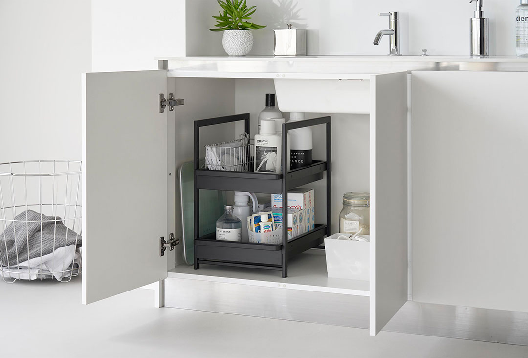 シンク下スライドラック タワー 2段 ホワイト