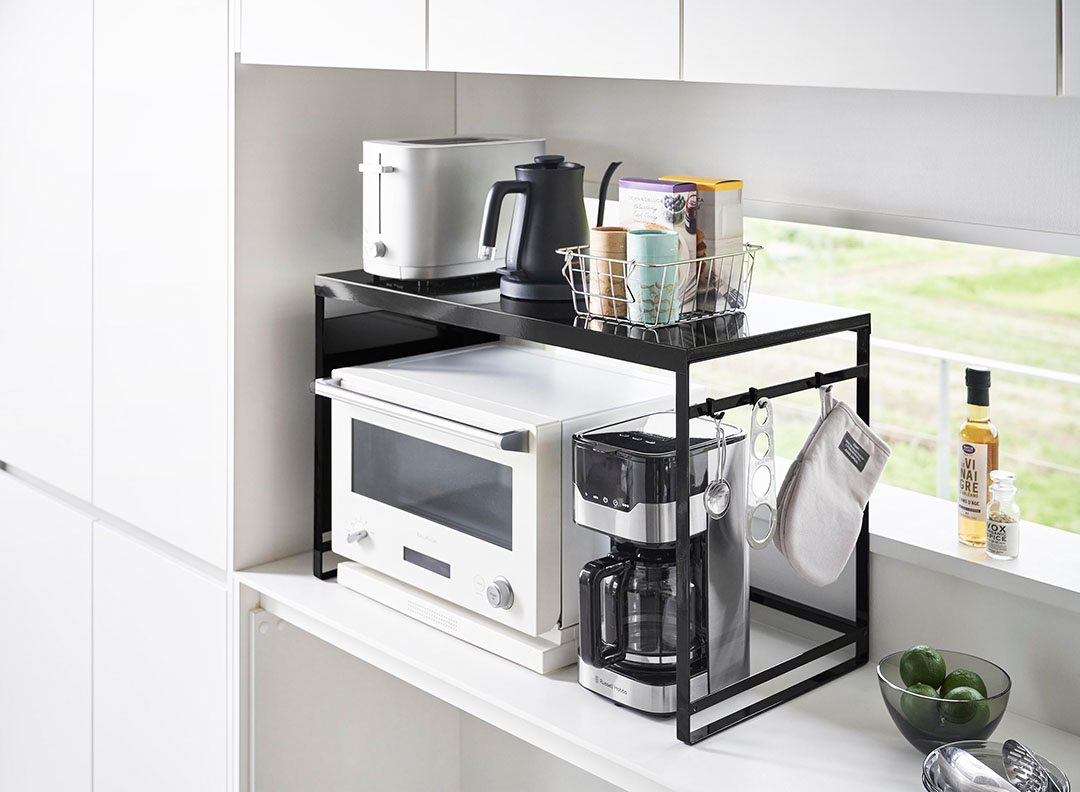 スチールパネル付きレンジラック タワー W75 ホワイト