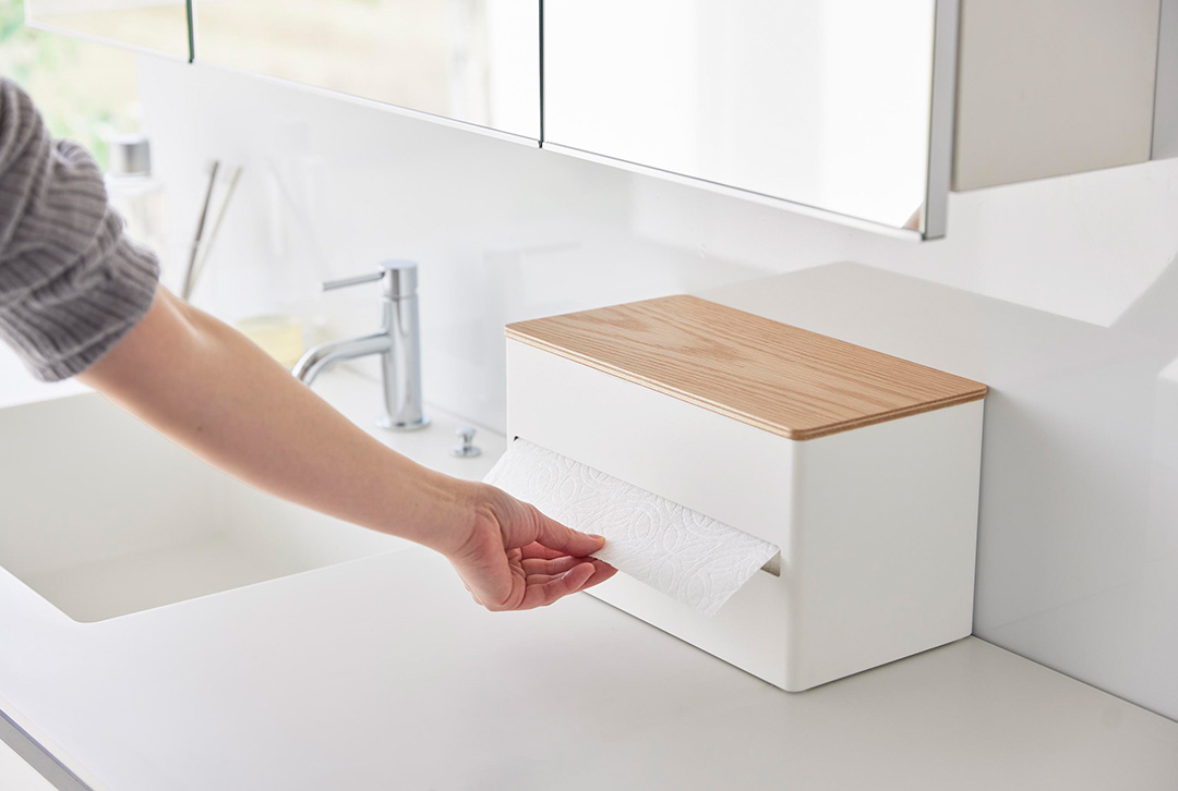 片手でカット隠せるキッチンペーパーホルダー リン L ブラウン