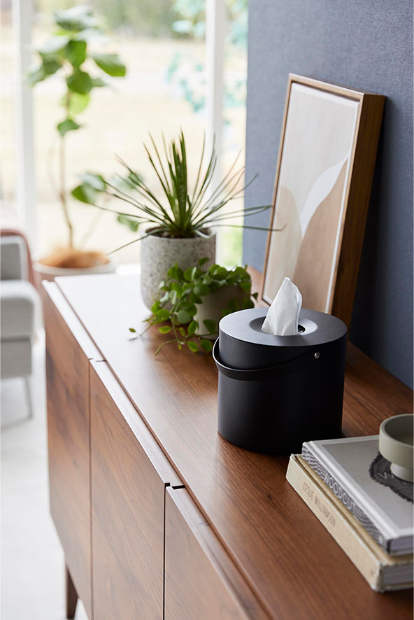 ハンドル付きティッシュケース タワー ブラック