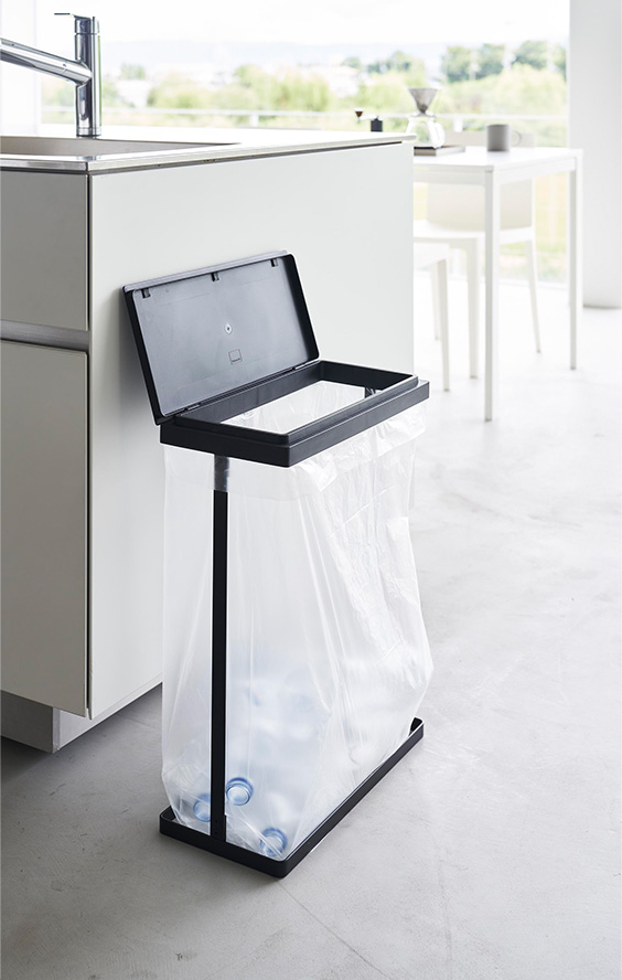 スリム蓋付き分別ゴミ袋ホルダー タワー 45L 横開き ホワイト