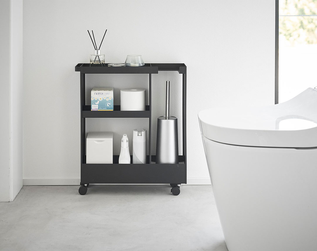 キャスター付きトイレスリムワゴン タワー 3段 ホワイト