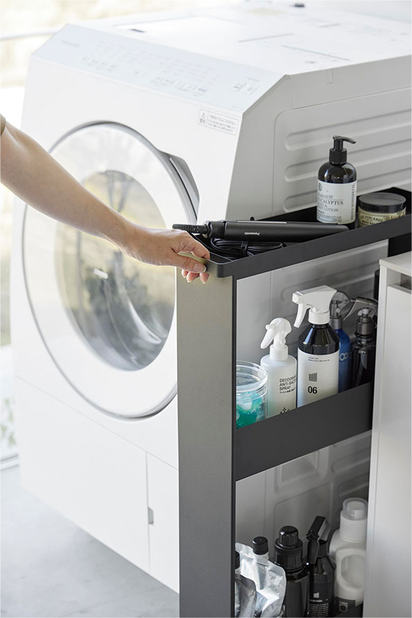 キャスター付きスリムワゴン タワー 3段 ブラック