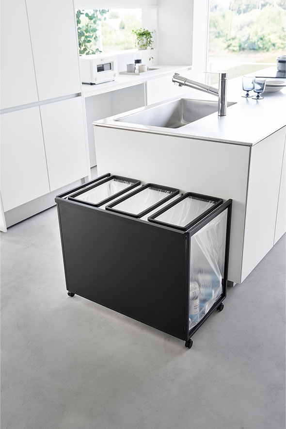 目隠し分別ダストワゴン タワー 45L 3分別 ホワイト