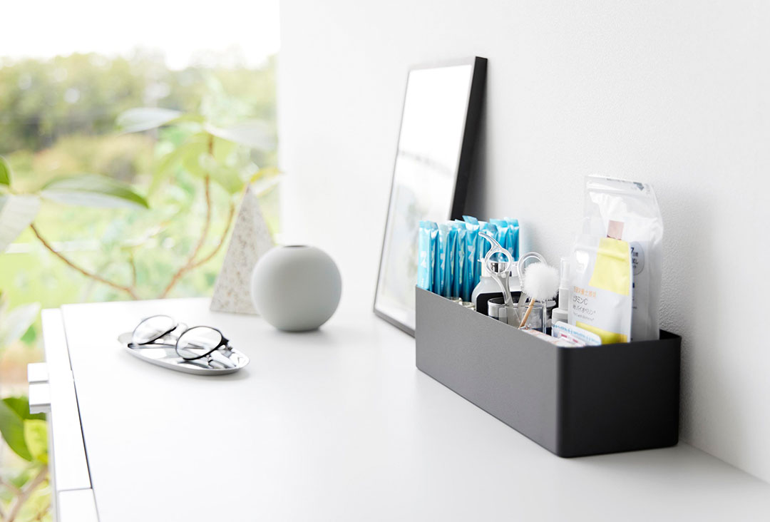 ハンドル付きスリム収納ボックス タワー ホワイト