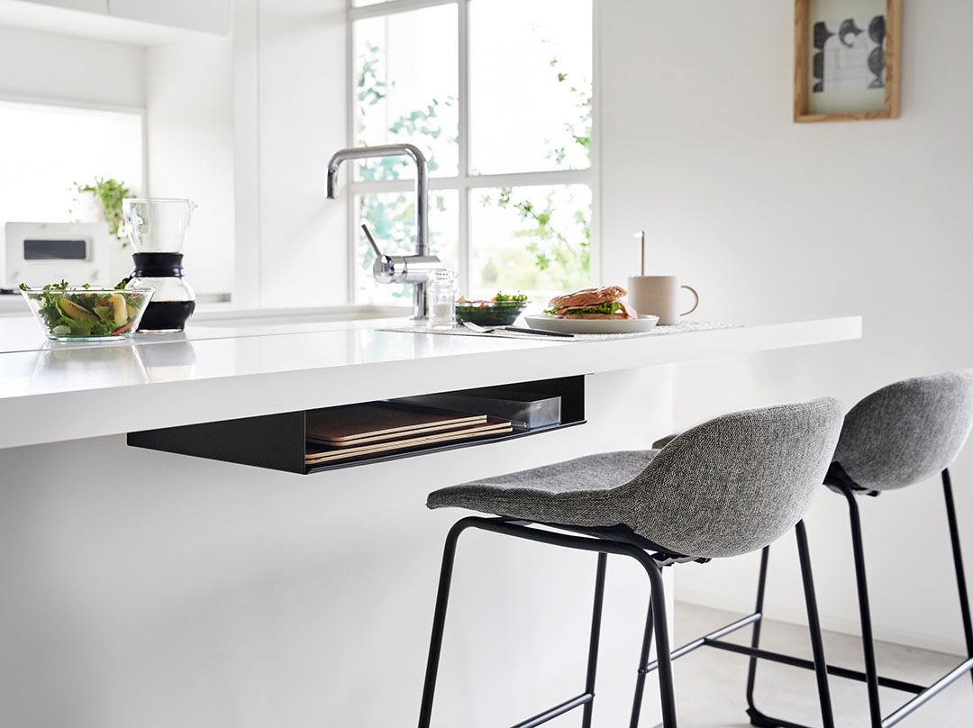 テーブル下ランチョンマット収納ラック タワー ホワイト