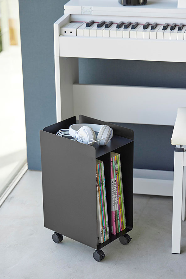 ピアノ下楽譜収納ワゴン タワー ホワイト