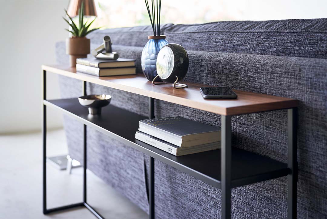 ソファー裏コンソールテーブル タワー 棚付き ホワイト