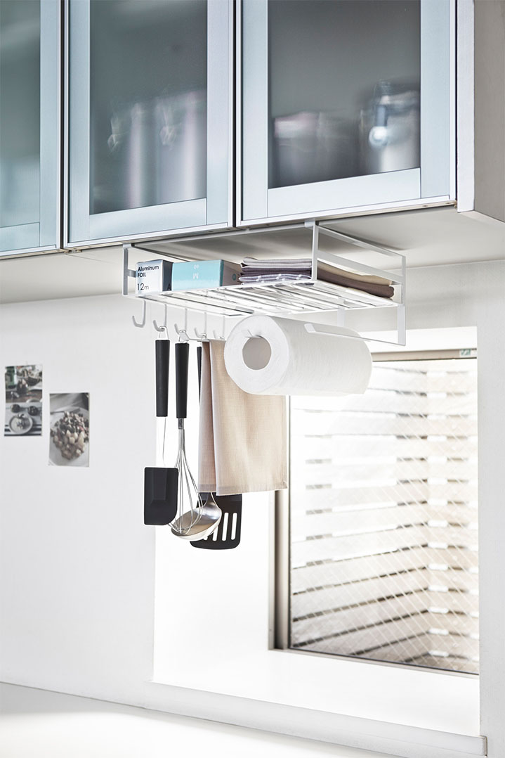 戸棚下多機能ラック タワー ホワイト