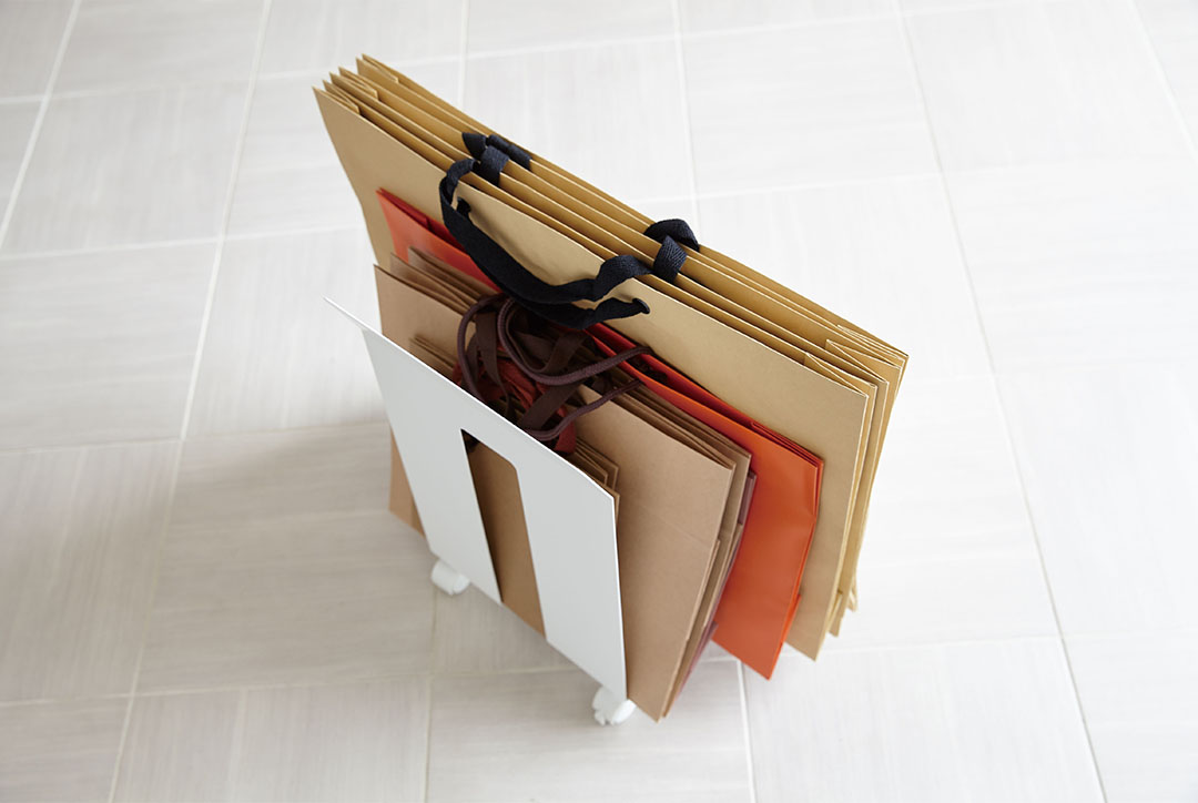 ダンボール＆紙袋ストッカー フレーム ホワイト