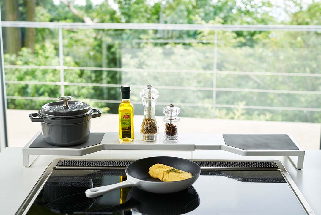 伸縮コンロ奥ラック プレート ホワイト