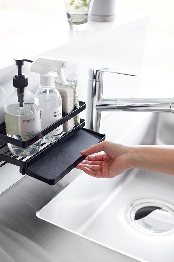 マグネットスポンジ＆ディスペンサーラック タワー トレー付き ホワイト