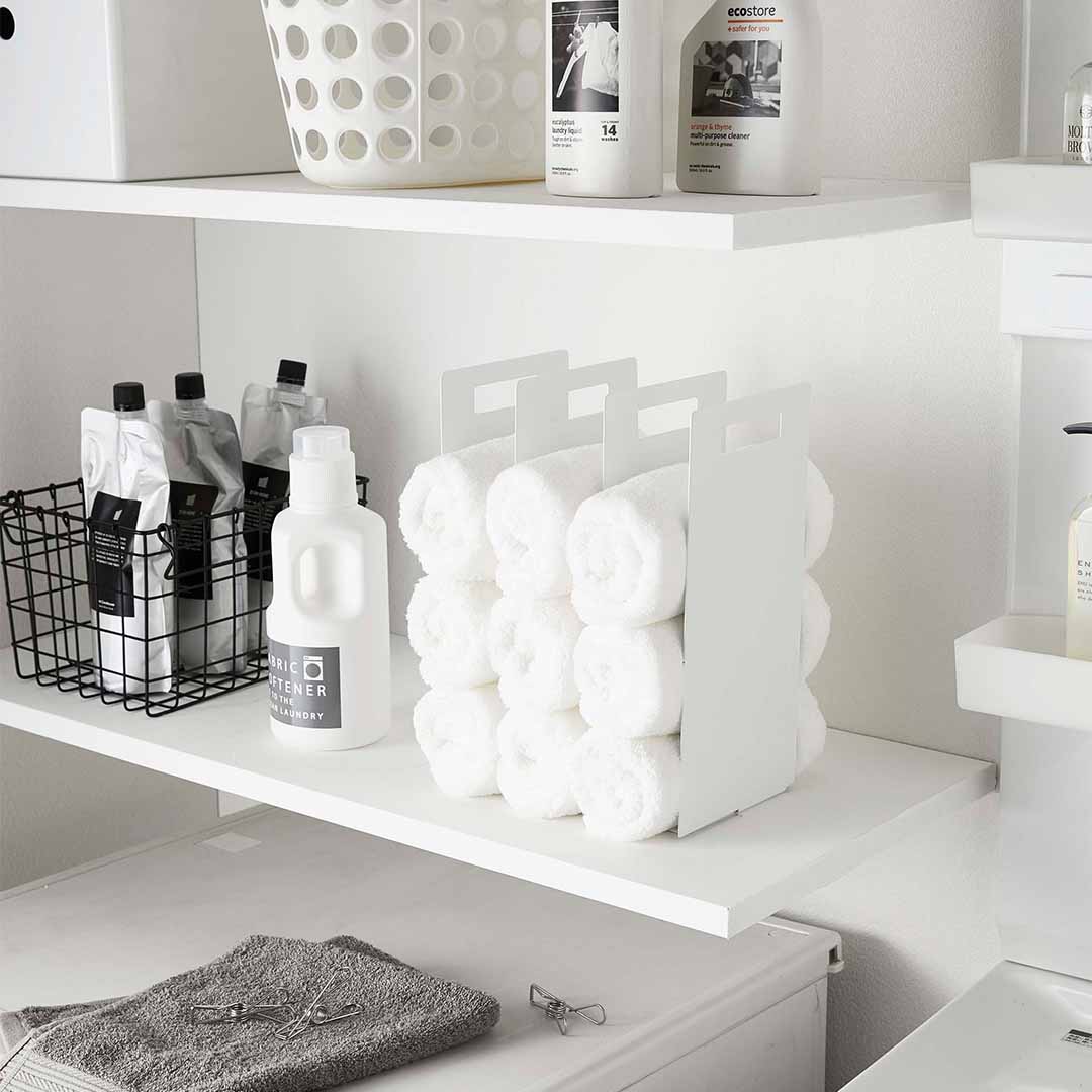 連結タオル収納ラック タワー 2個組 ホワイト