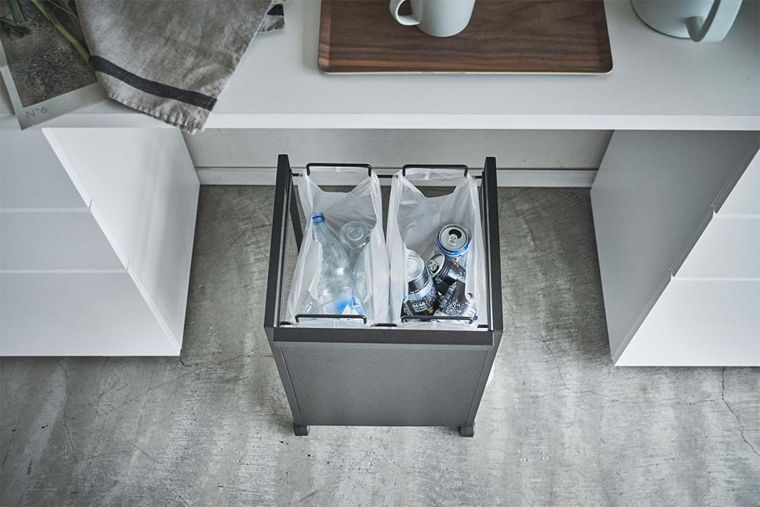 目隠し分別ダストワゴン タワー 2分別 ホワイト