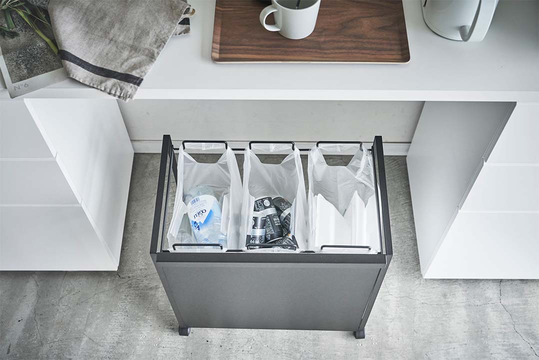 目隠し分別ダストワゴン タワー 3分別 ホワイト