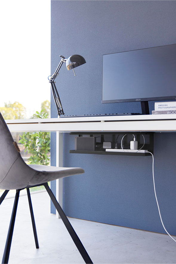 デスク下天板ケーブルラック タワー ロング ホワイト