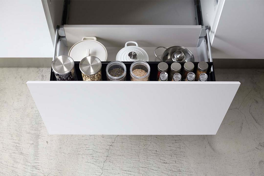 シンク下 伸縮キッチンラック タワー スリム ホワイト