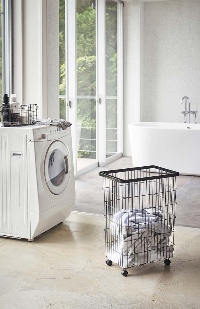 ランドリーバスケット タワー キャスター付き ホワイト
