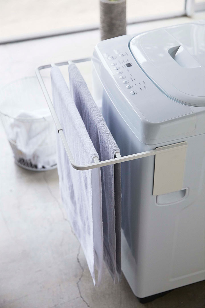 マグネット伸縮洗濯機バスタオルハンガー プレート ホワイト