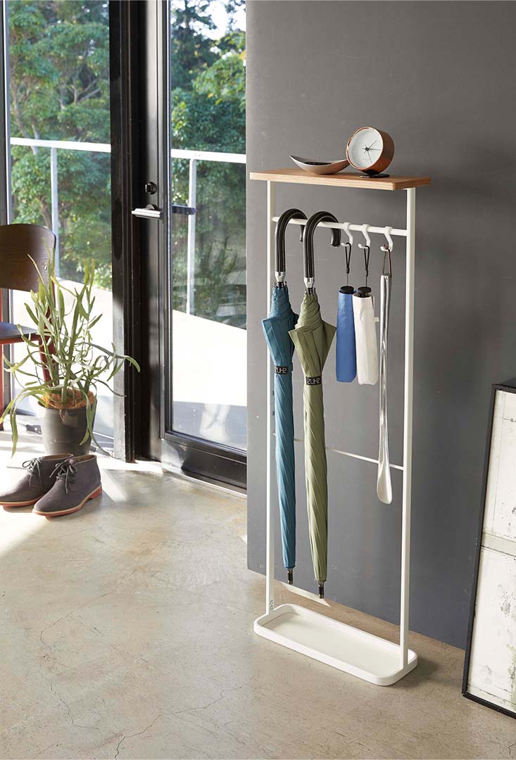 天板付き引っ掛け傘立て タワー ブラック