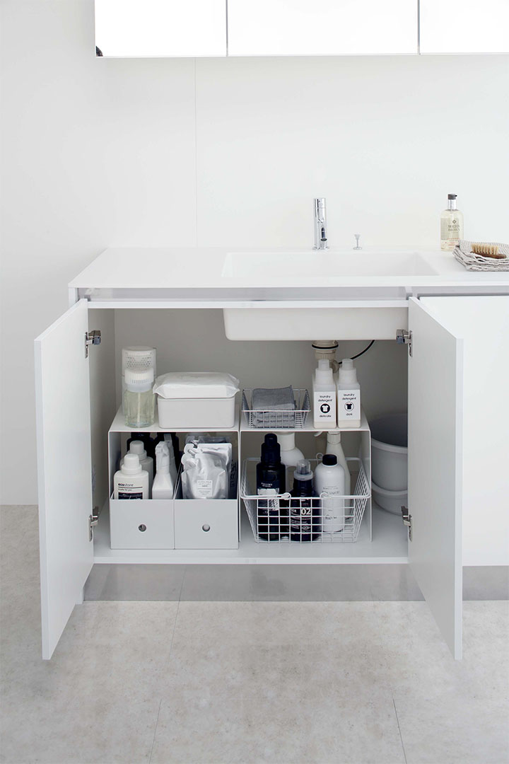 収納ボックス上ラック タワー 2個組 ホワイト