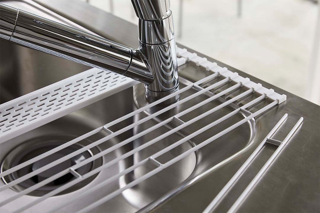 折り畳み水切り タワー  シリコーントレー付き L ブラック