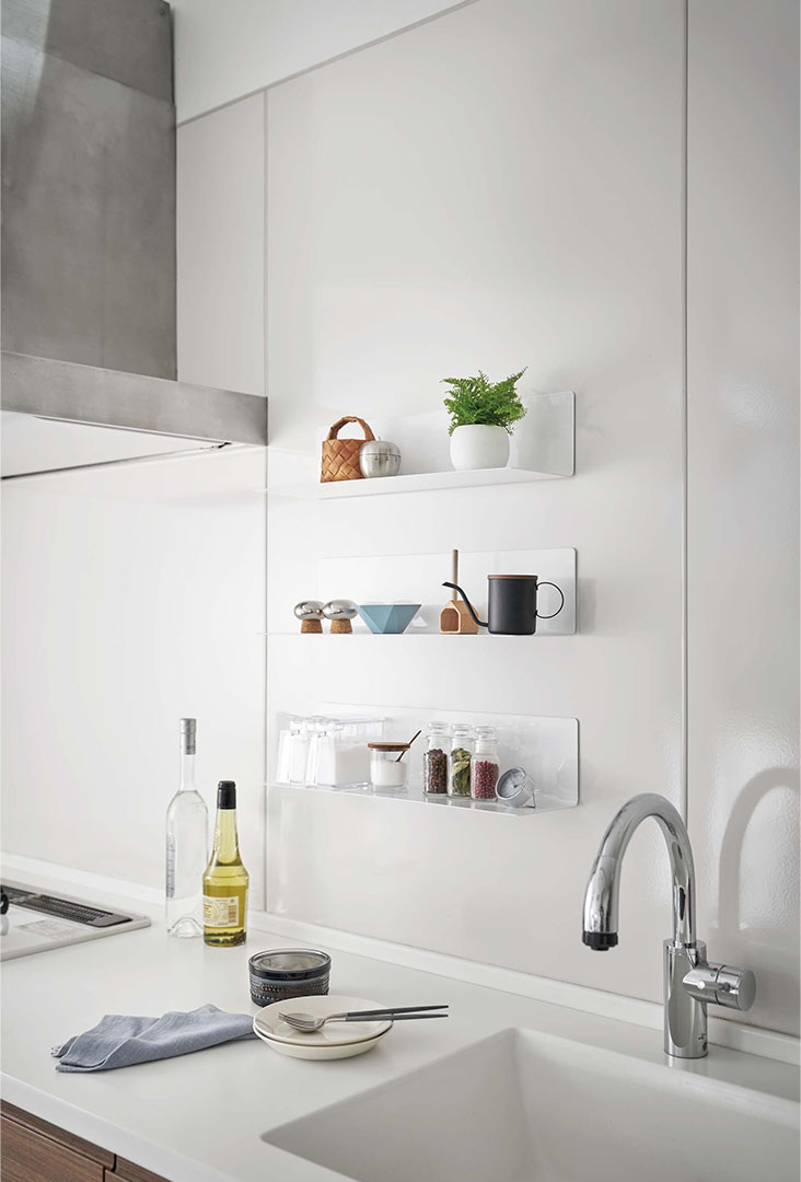 マグネットキッチン棚 タワー ワイド ホワイト