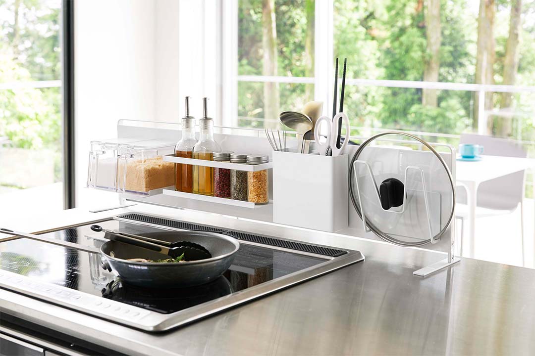 キッチン自立式スチールパネル タワー 横型 ホワイト