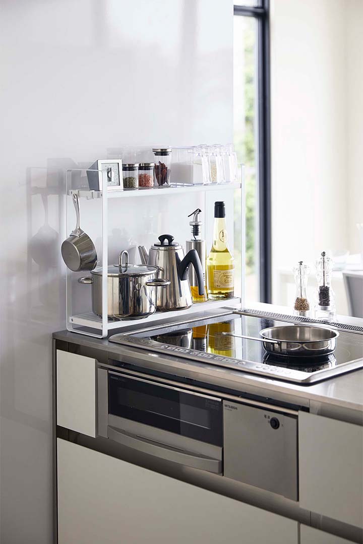 コンロ横ラック2段 タワー ブラック