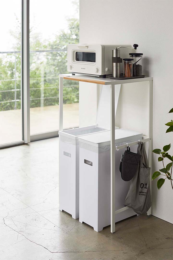 スリム蓋付きゴミ箱 タワー 2個組 ホワイト