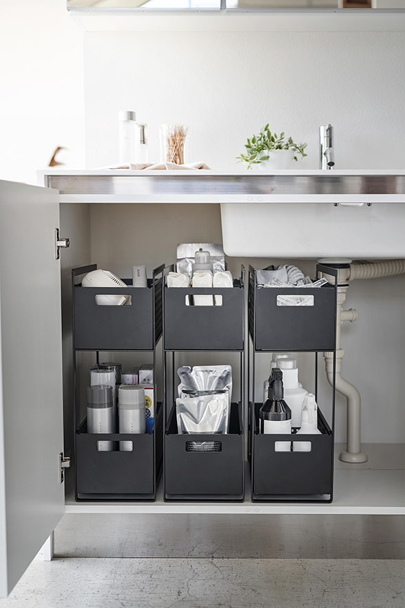 シンク下収納バスケット タワー 2段 ホワイト